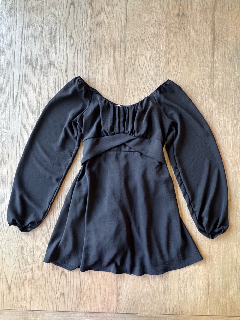 Altar'd State Black Long-Sleeve Tie Dress
